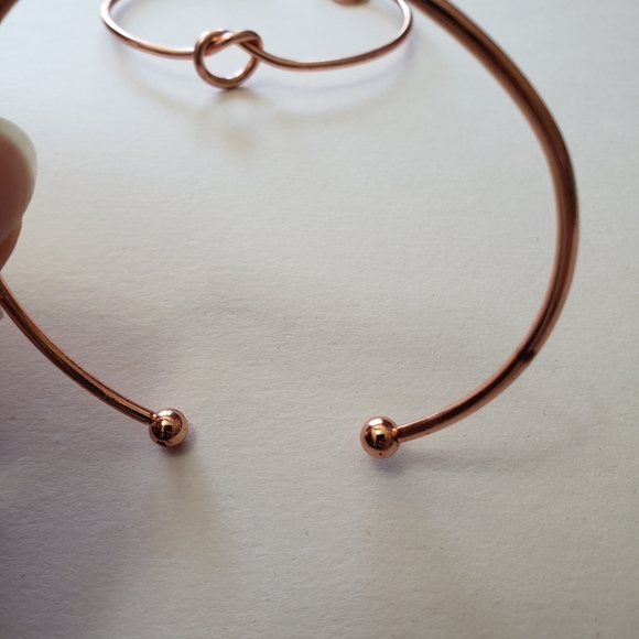 Rose gold tone Bracelets,  one is feather and one is Love knot - Picture 8 of 10